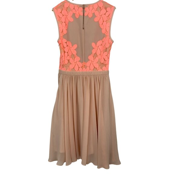 Ted Baker Fit & Flare Blush Dress Neon Floral Sleeveless Chiffon S RX10449 - Picture 3 of 9